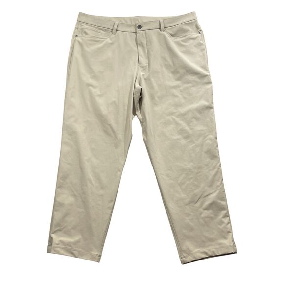 Lululemon 40 Mens Beige Pants Zipper Pockets Straight Leg Casual Golf 40 x 28 - Picture 3 of 5